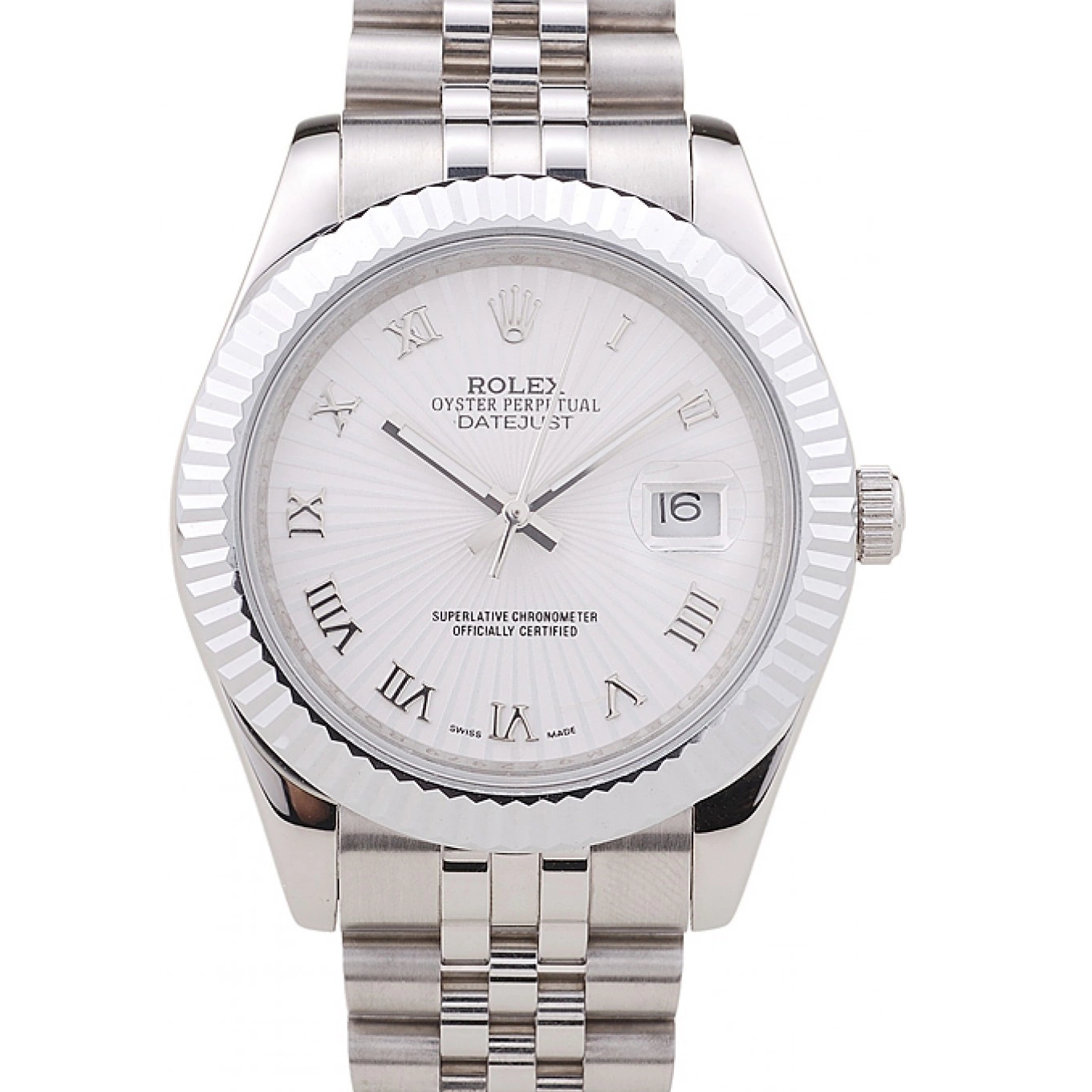 Aaa replica watch White Datejust 7478 Dial Bezel Ribbed Rolex Radial 0729